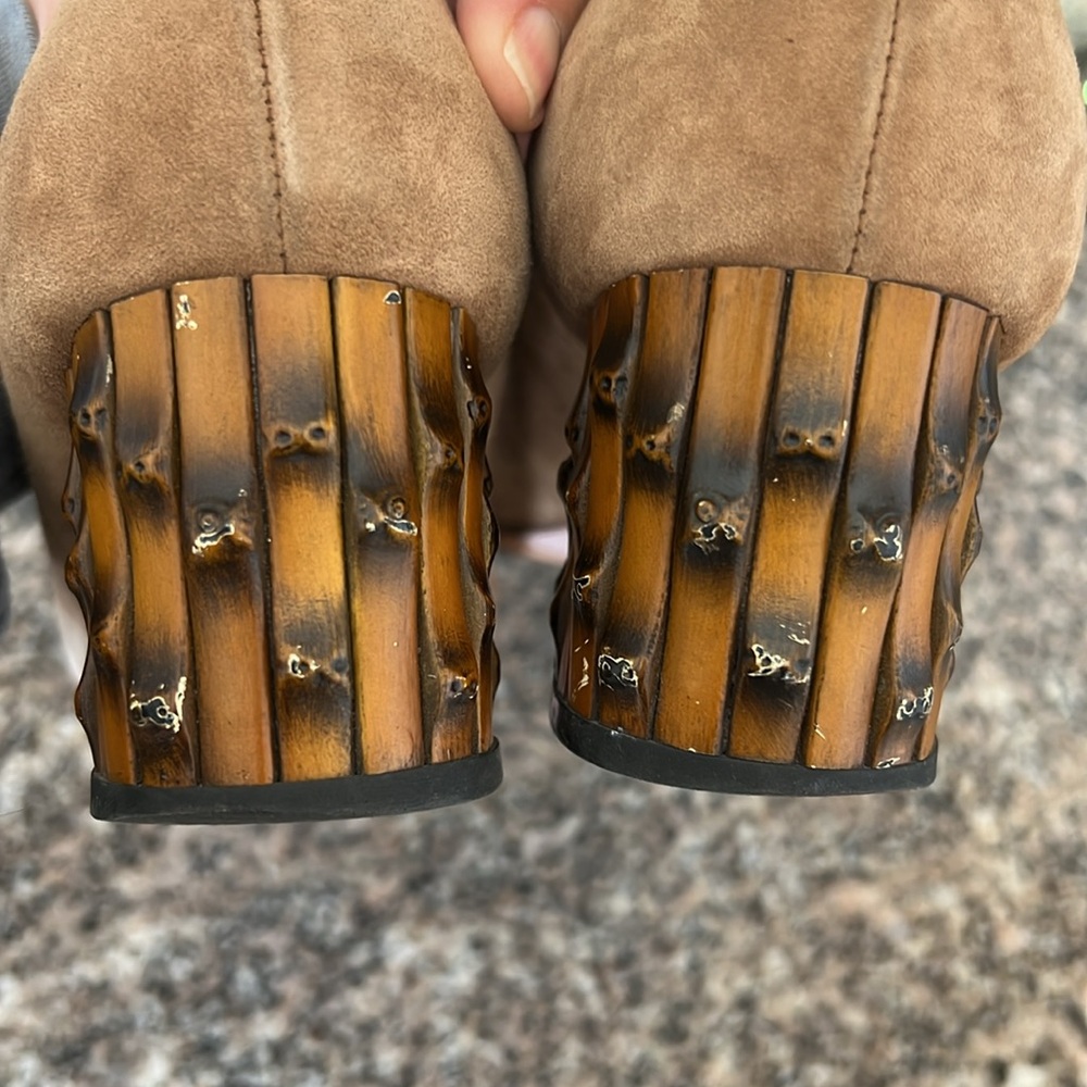 Gucci Suede Dahlia Bamboo Heels - Picture 13 of 14